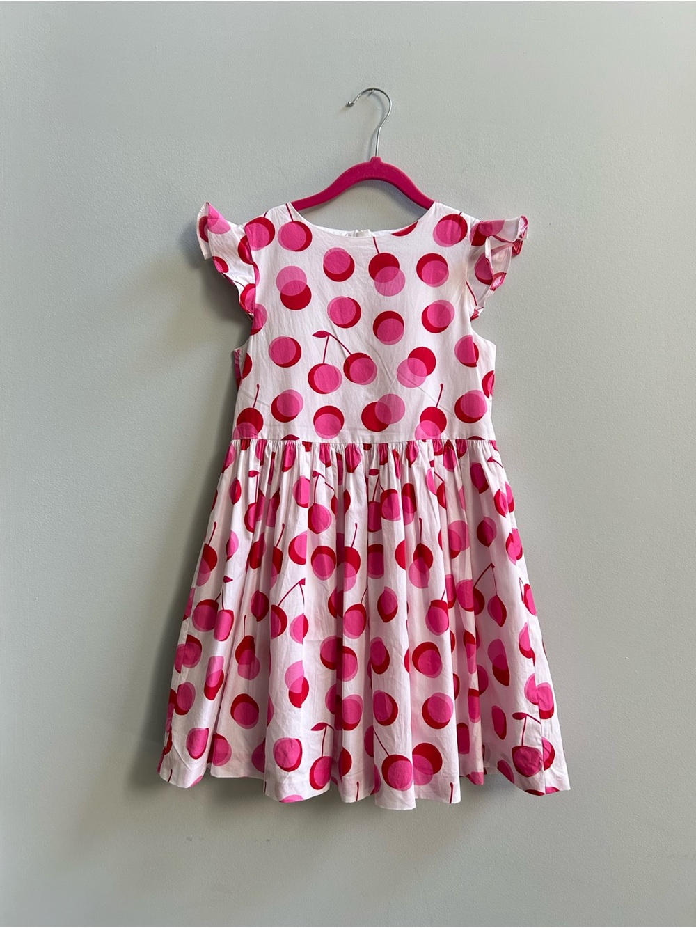 Jacadi Paris Girls’ Size 10A Pink and White Cherry Print Dress